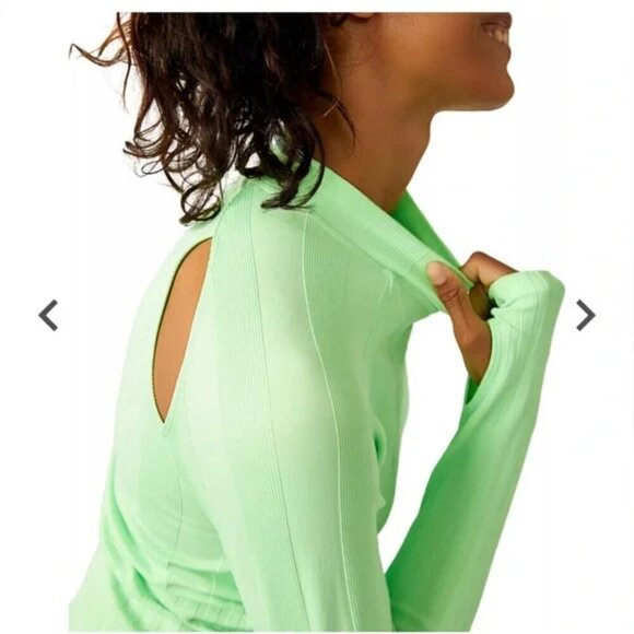 NWT Free People Movement Offside Layer Mock Neck Top in Lime Zest - Picture 3 of 7